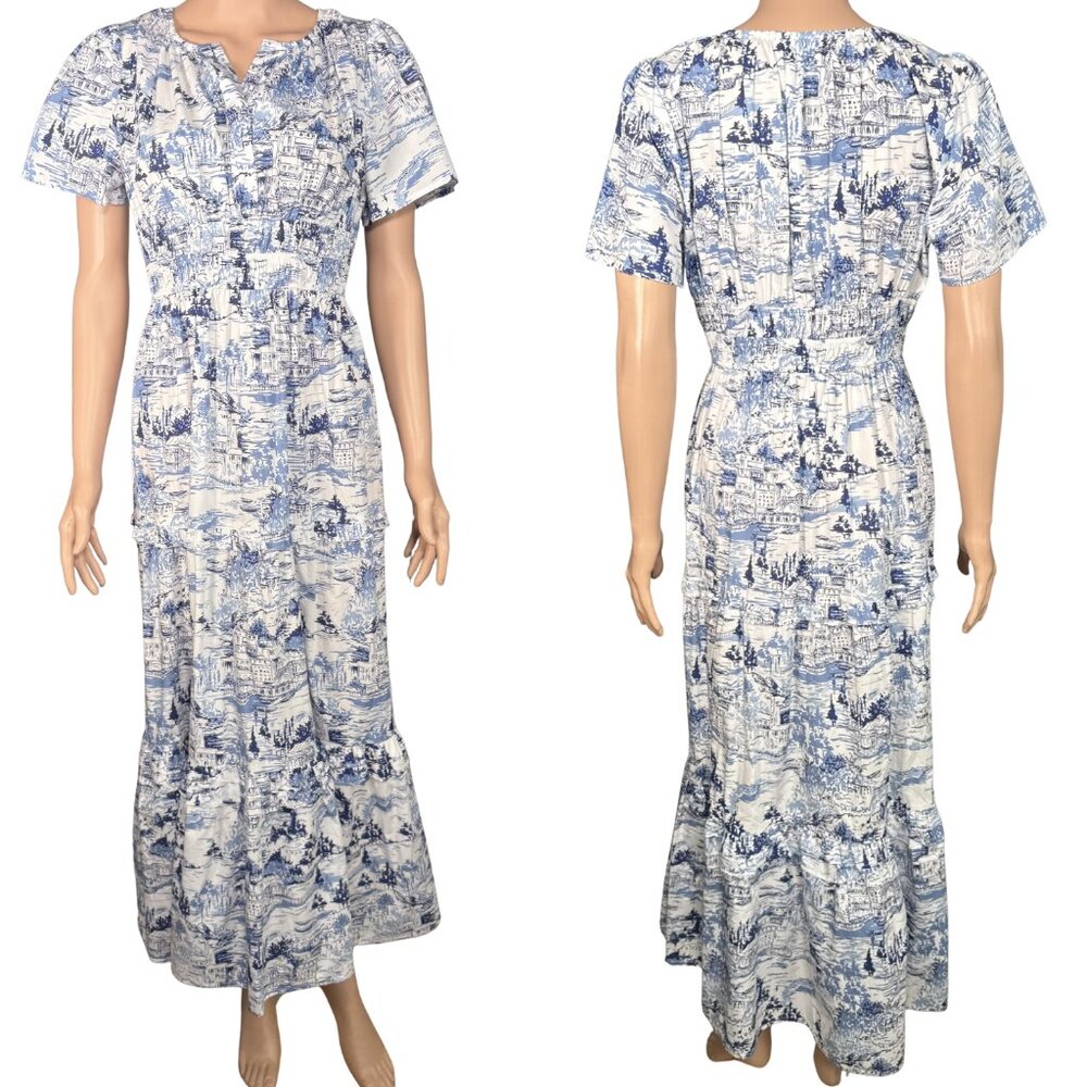 Sugarlips Blue & White‎ Toile Poplin Maxi Dress – Size S